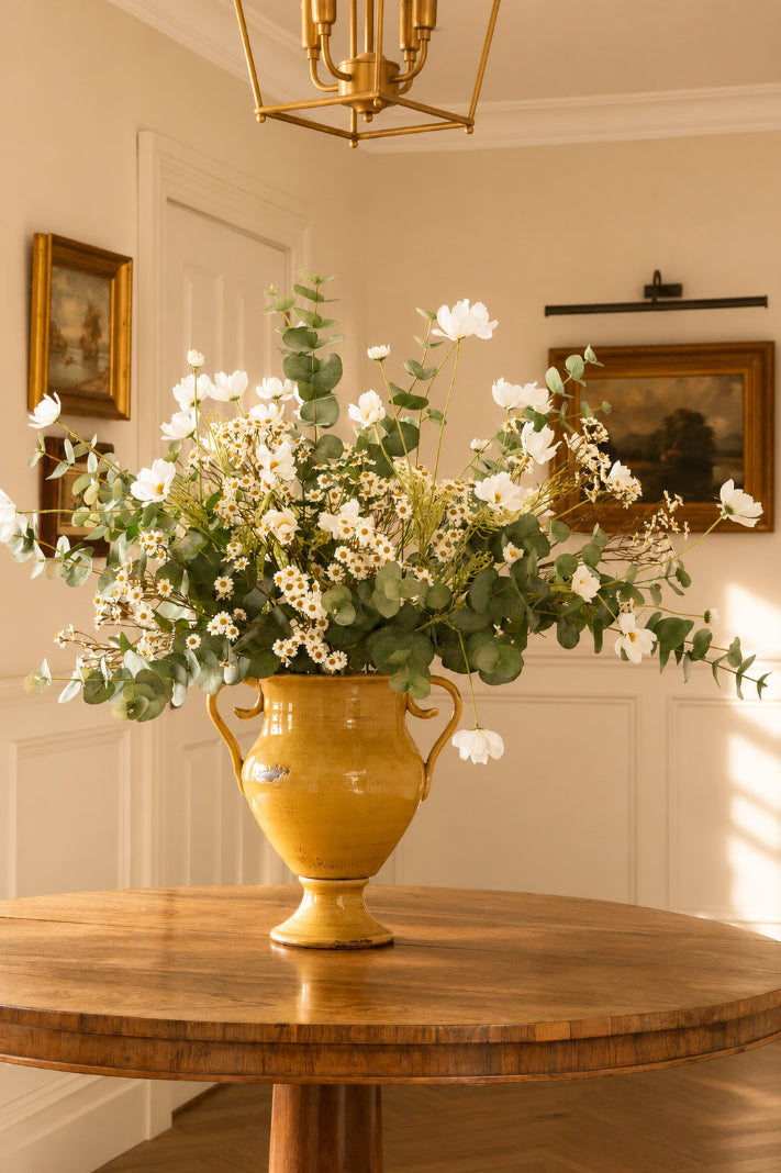 Faux Daisy and Eucalyptus Arrangement