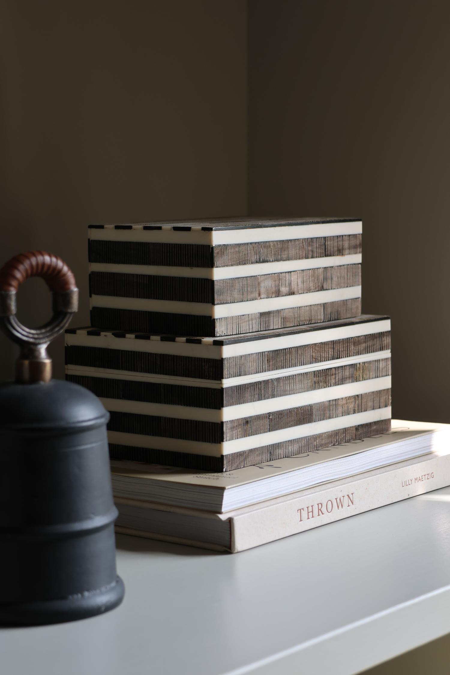 Stripe Resin Box - Set of 2