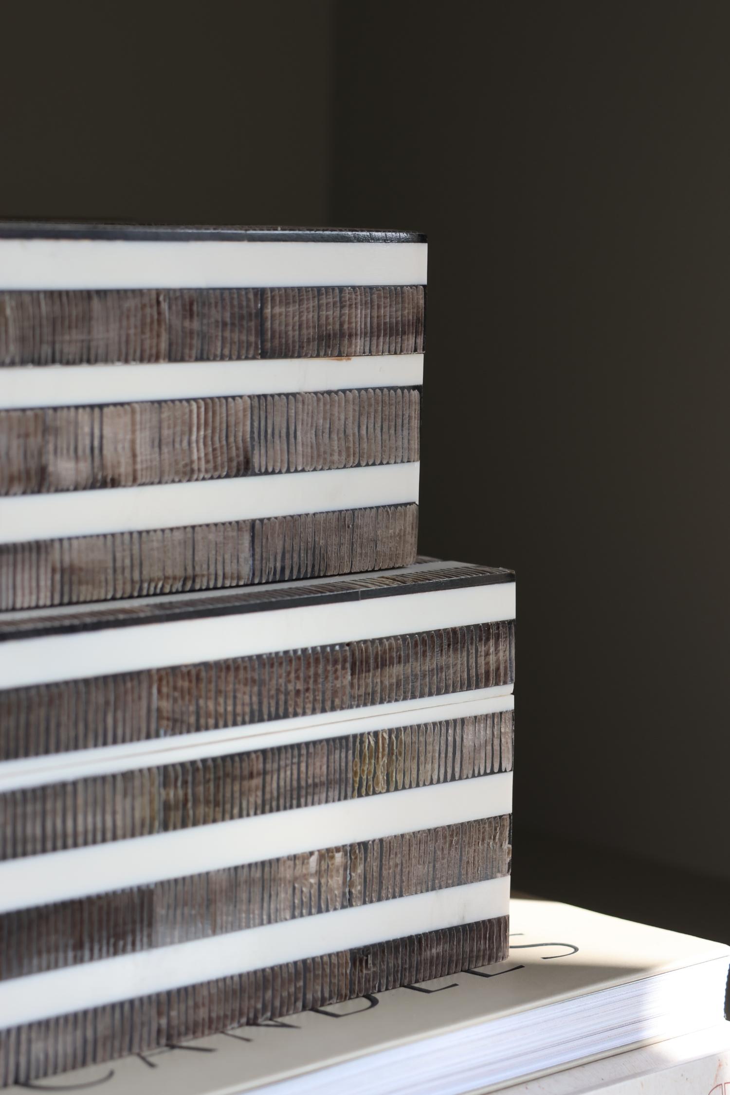 Stripe Resin Box - Set of 2