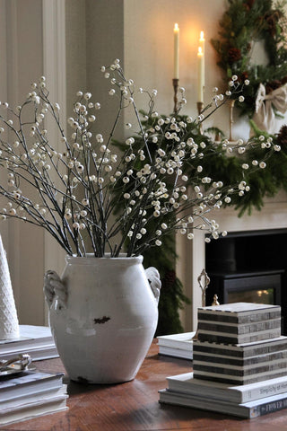 Faux White Berry Branch