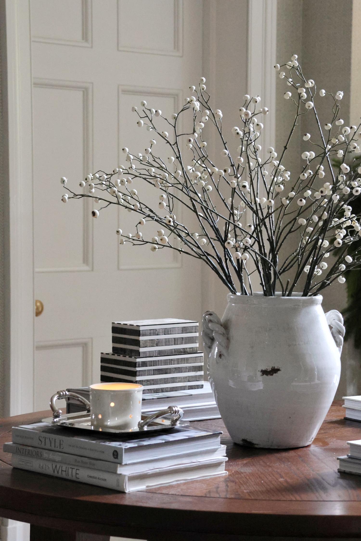 Faux White Berry Branch