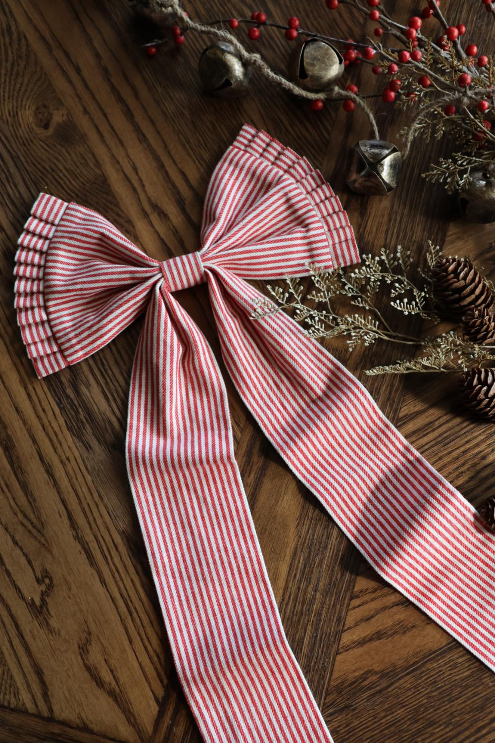 Cotton Red Pleated Bow