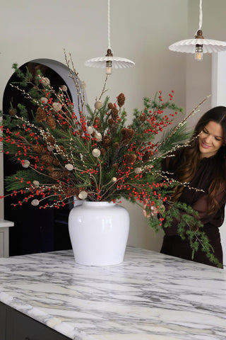 Faux Red Ilex Berry Branch