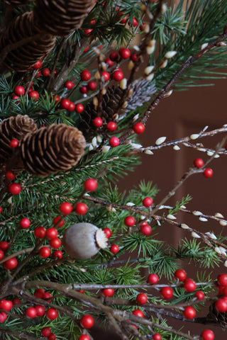 Faux Red Ilex Berry Branch