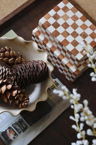 Checkered Resin Box - Set of 2