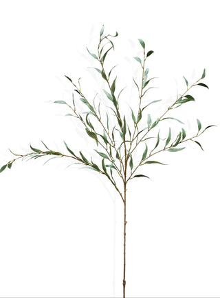 Artificial eucalyptus branch on a white background