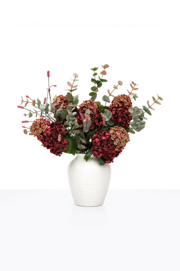 Faux Crimson Hydrangea Arrangement - Deluxe