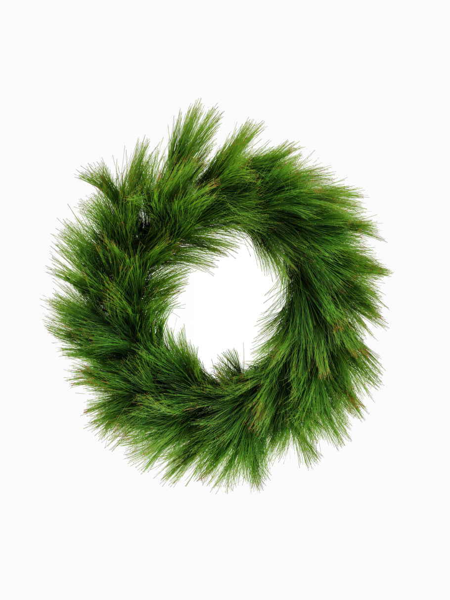 Faux Christmas Pine wreath on white