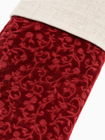 Christmas Crimson Red Embroidered Stocking on white