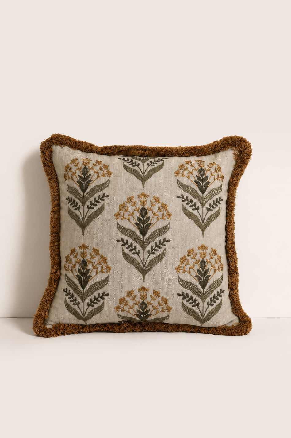 Meadow Embroidery Cushion Cover - Thatch 50 x 50cm