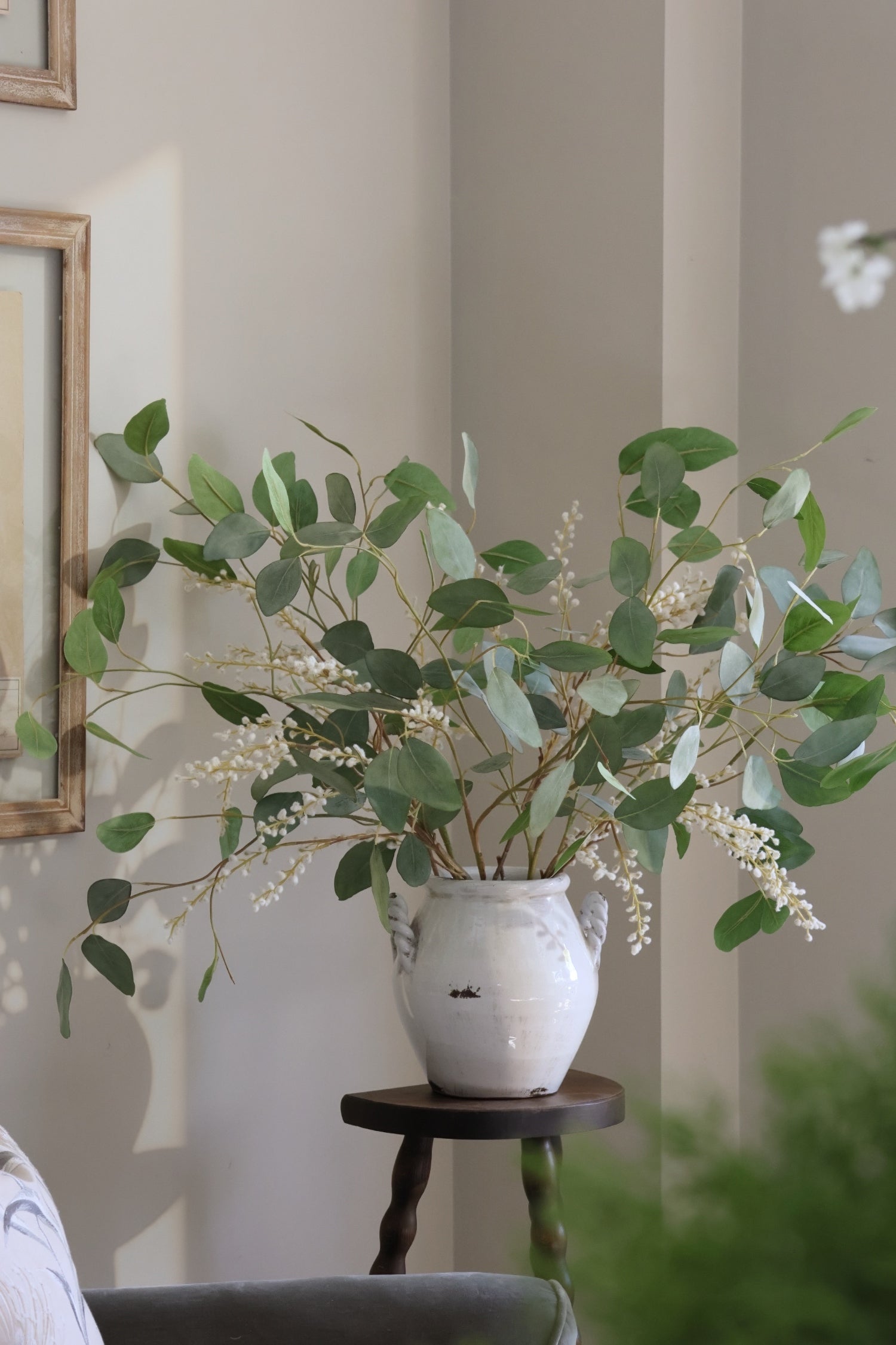 Faux Eucalyptus & White Willow Arrangement