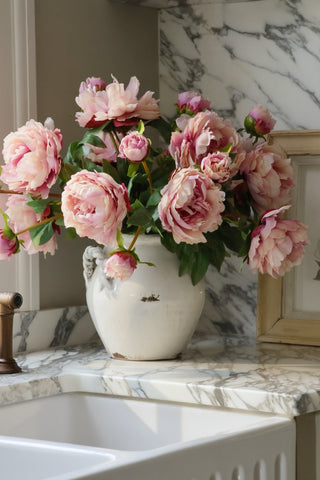 Faux Blush Peony Bouquet - 10 x Stems