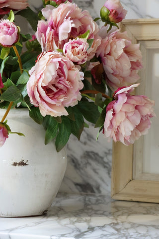 Faux Blush Peony Bouquet - 10 x Stems