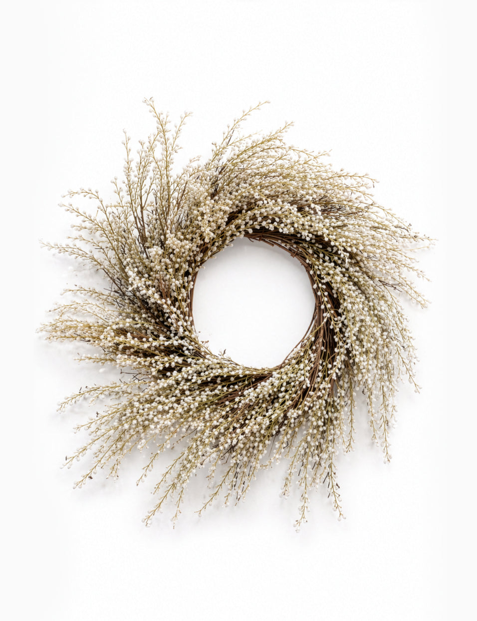 Artificial Faux White Willow Wreath