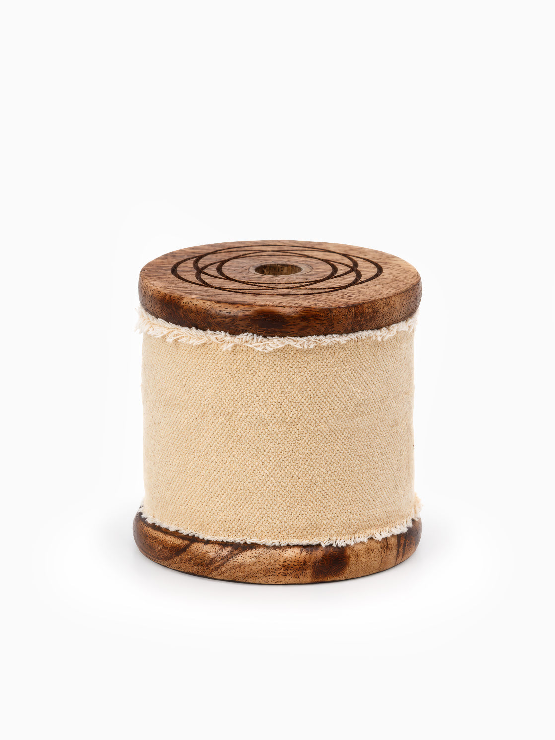 Spool of Frayed Edge Velvet Ribbon, in Champagne, on white for Christmas