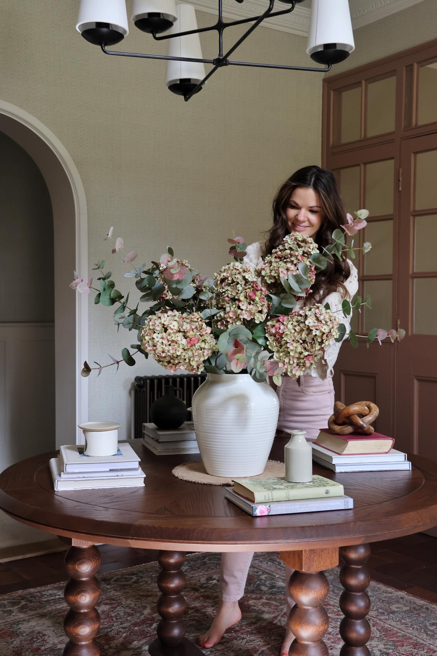 Faux Mauve Hydrangea & Blush Arrangement
