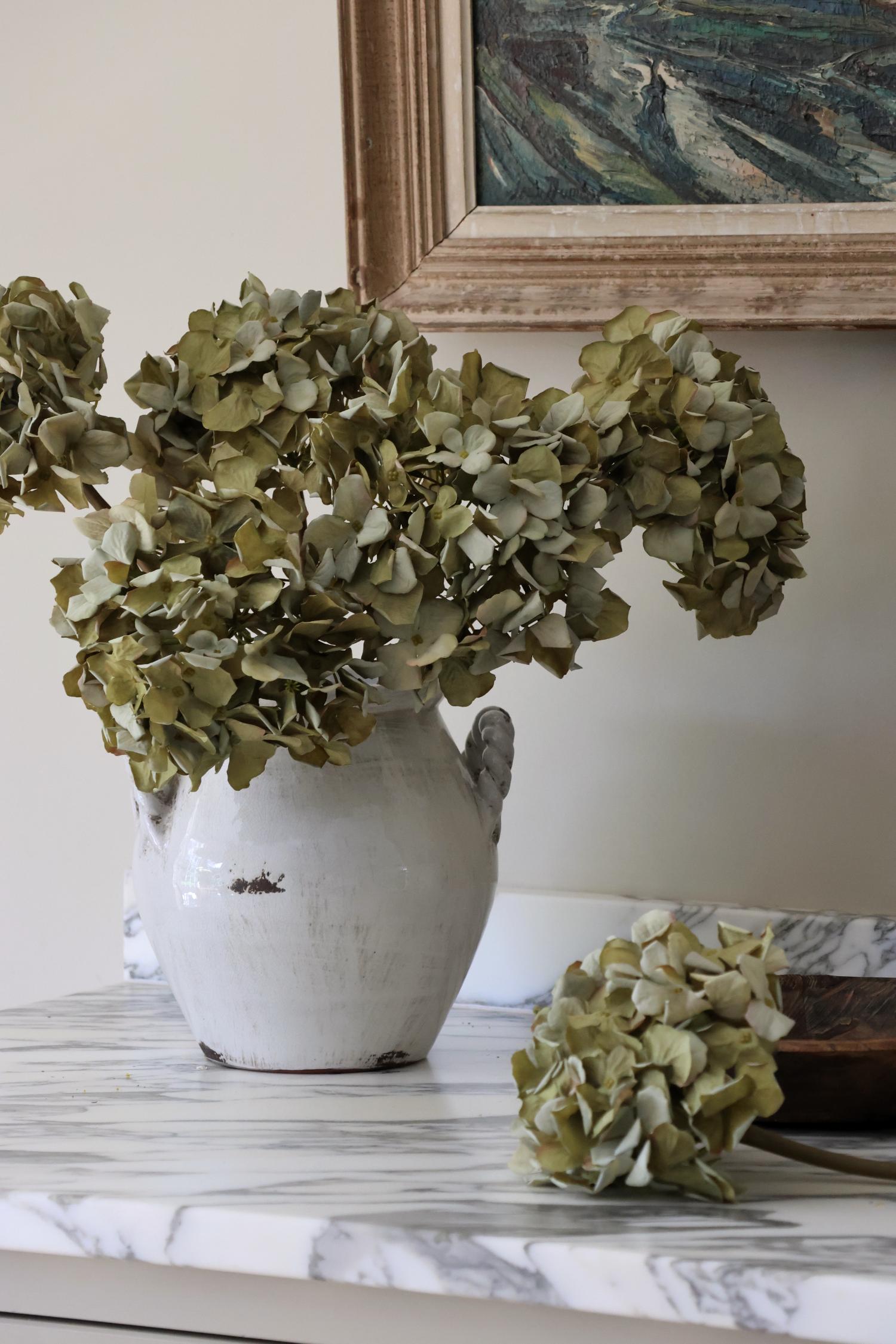 Faux Dried Hydrangea Moss Green