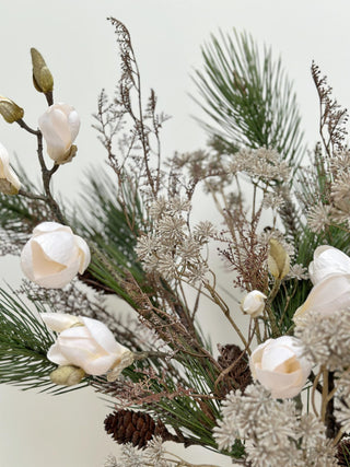 Faux Christmas Pine & Winter Lace Flower
