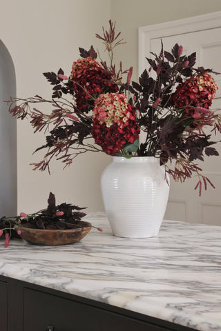 Faux Crimson Hydrangea Arrangement