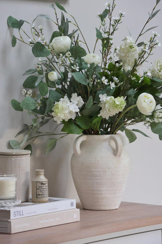 Faux White Ranunculus Spray