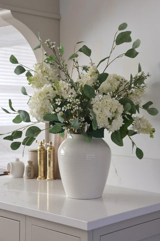 Faux White Hydrangea Arrangement - Deluxe