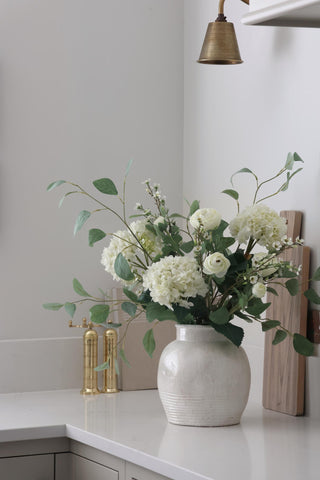 Faux White Hydrangea Arrangement - Premium