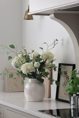 Faux White Hydrangea Arrangement - Premium