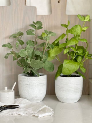 Faux Potted Mint Plant