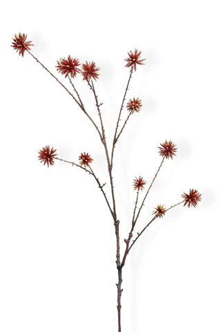 artificial thistle branch on white background