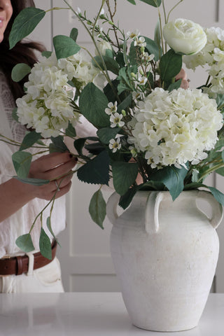 Faux White Hydrangea Arrangement - Premium