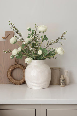 Faux White Ranunculus Spray