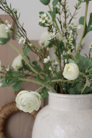 Faux White Ranunculus Spray