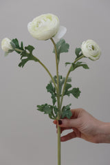 Faux White Ranunculus Spray