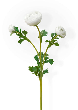Artificial flower stem with white flowers on a white background
