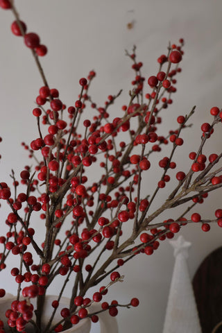 Faux Red Ilex Berry Branch