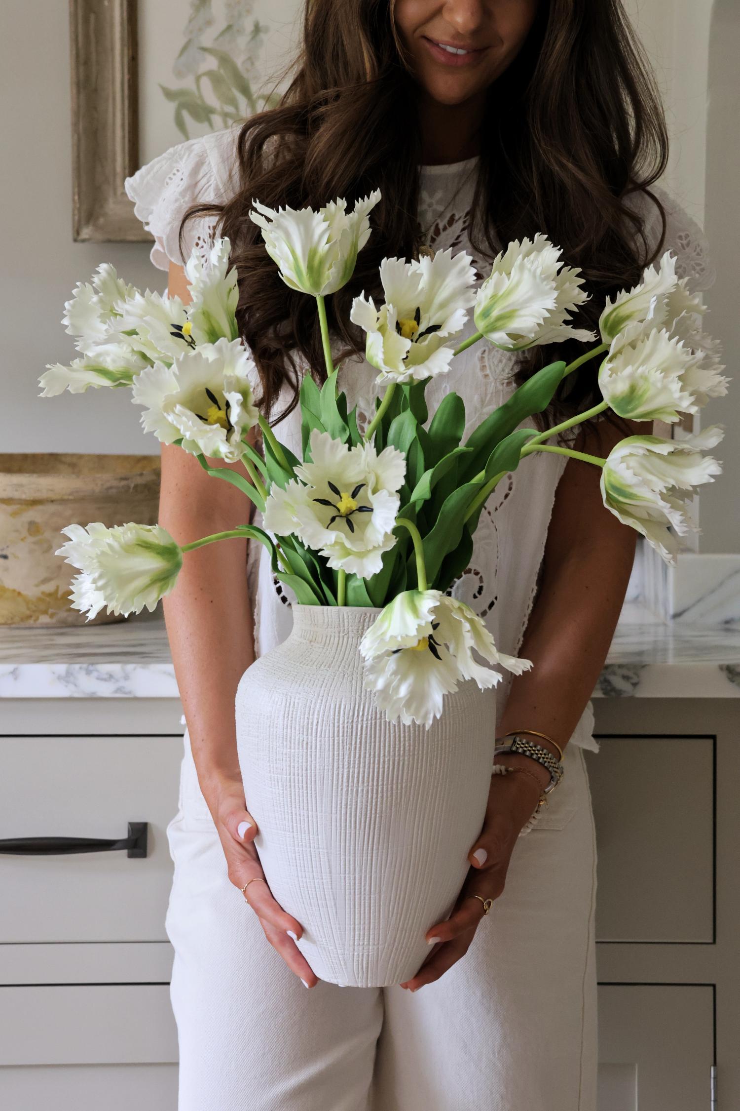 Faux White Parrot Tulip