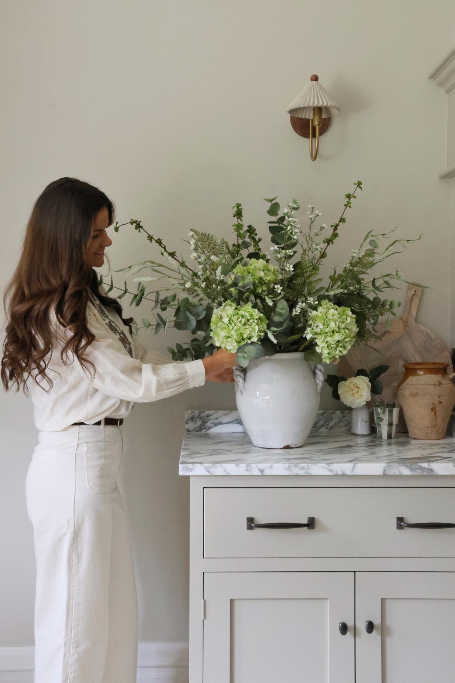 Faux Green Hydrangea Arrangement Deluxe