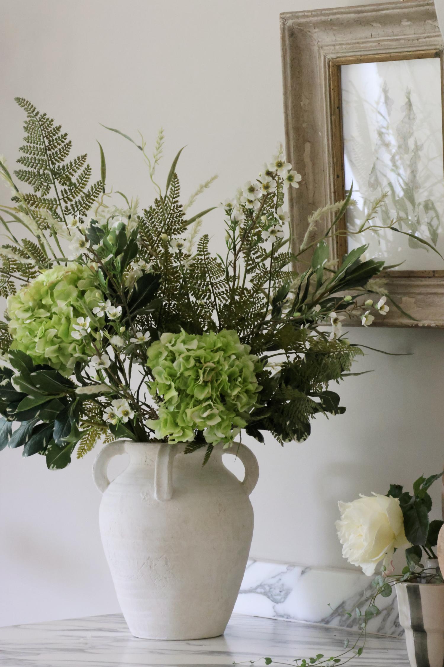 Faux Green Hydrangea Arrangement - Premium