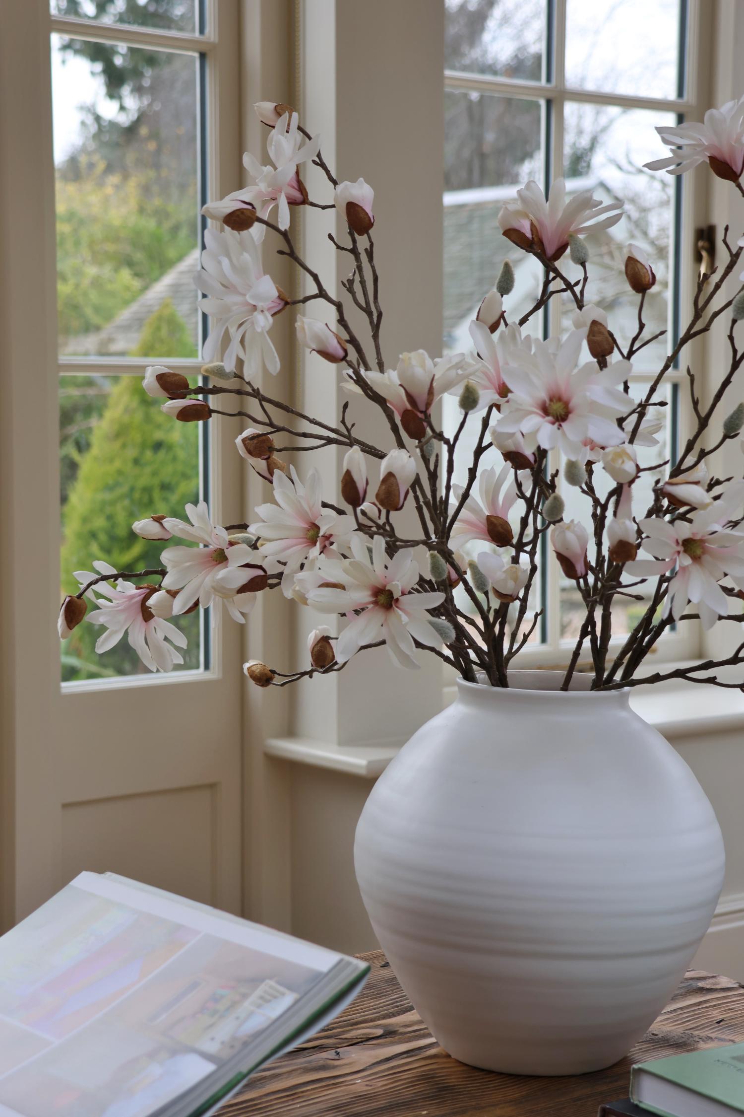 Faux Blush Magnolia Branch