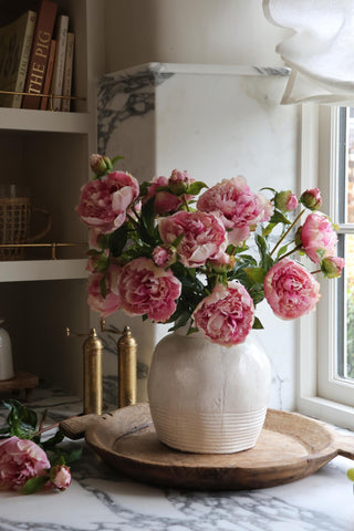 Faux Pink Peony Stem