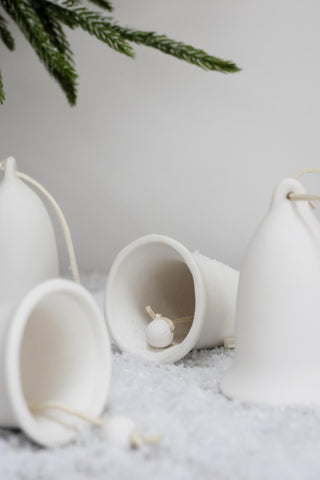 White Ceramic Bells - Set of 4