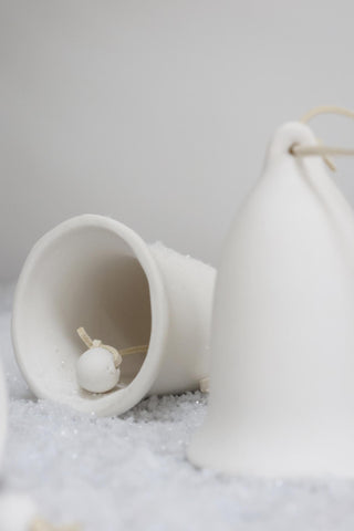 White Ceramic Bells - Set of 4