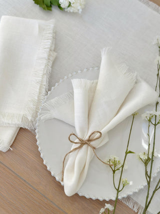 White Linen Napkin - Set of 4