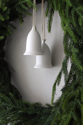 White Ceramic Bells - Set of 4