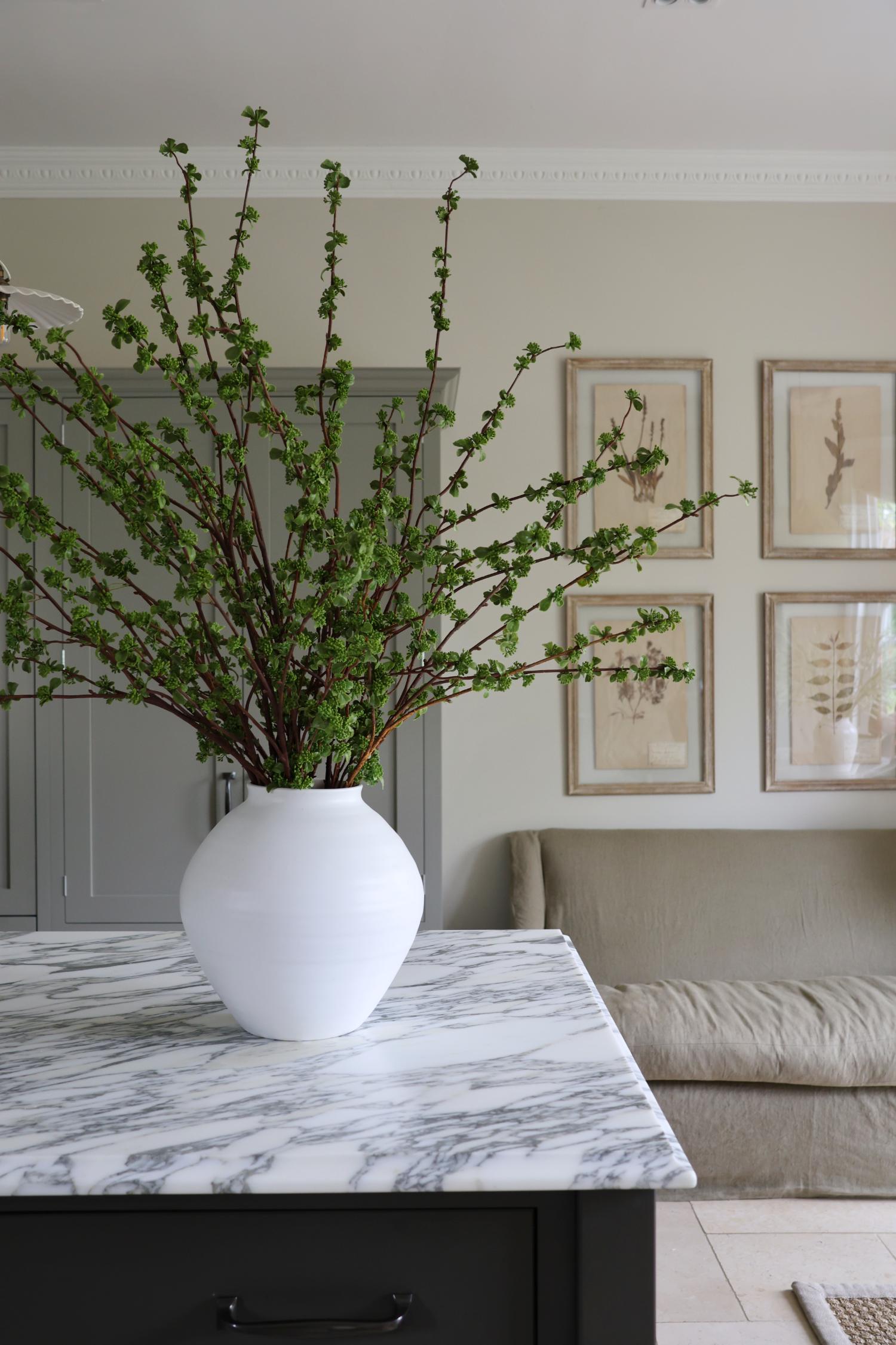 Faux Green Berry Branch
