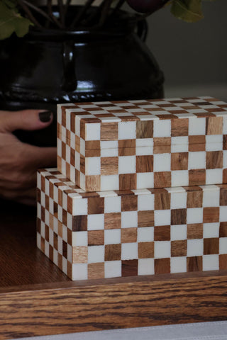 Checkered Resin Box - Set of 2