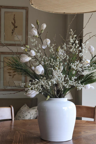 Faux Magnolia & Pine Arrangement