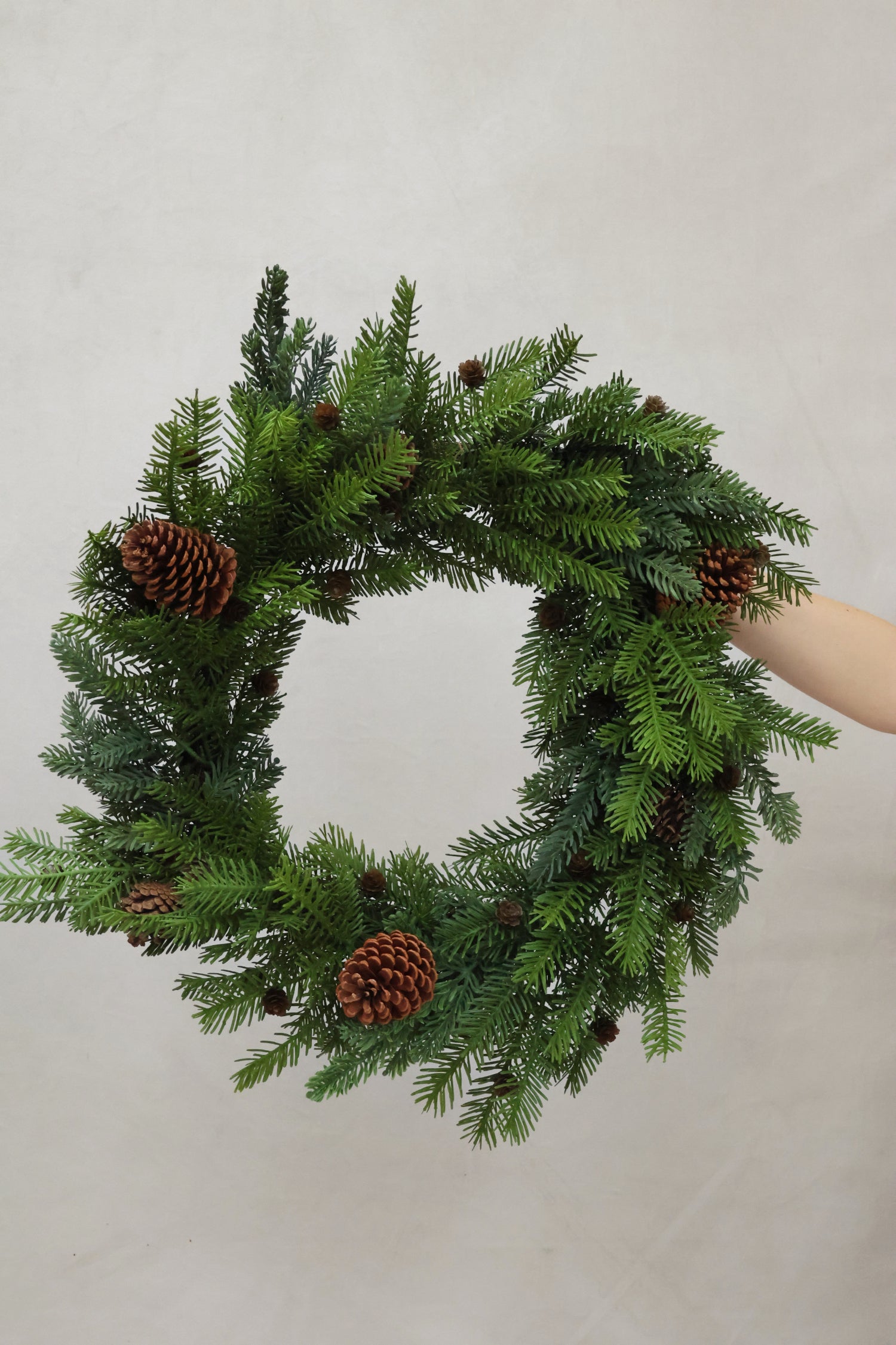 SAMPLE Faux Mixed Foliage & Pinecone Wreath