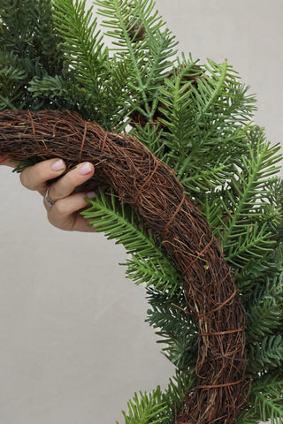 SAMPLE Faux Mixed Foliage & Pinecone Wreath