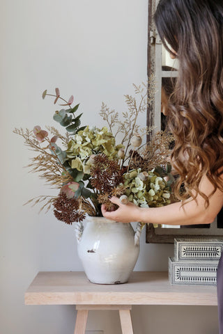 Faux Dried Hydrangea Moss Green